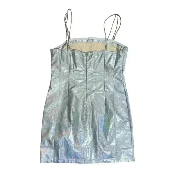 Amy Lynn mini dress with cut-out in iridescent silver Size Large - Picture 7 of 9